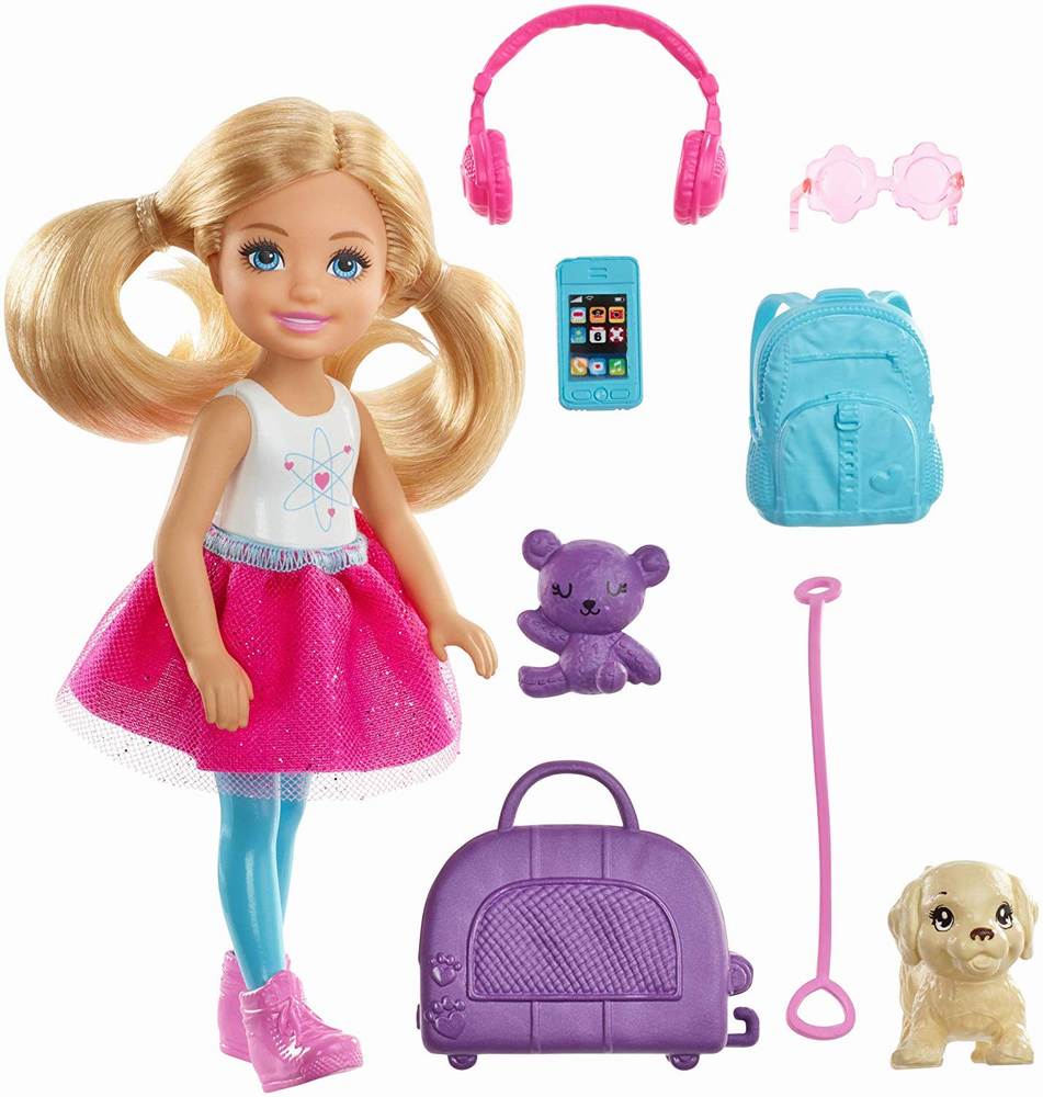 Papusica chelsea travel cu accesorii pentru calatorii