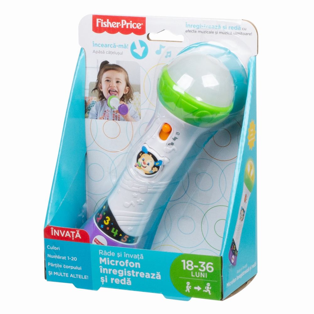 Microfon canta si inregistreaza limba romana fisher price