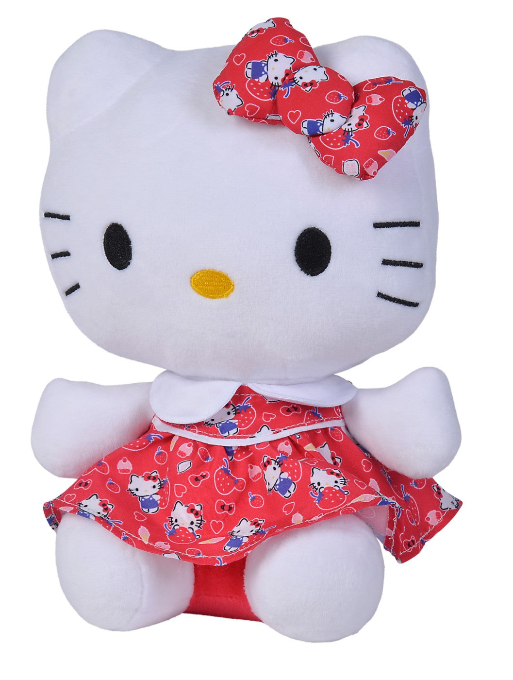 Hello kitty plus cu rochita rosie 25cm