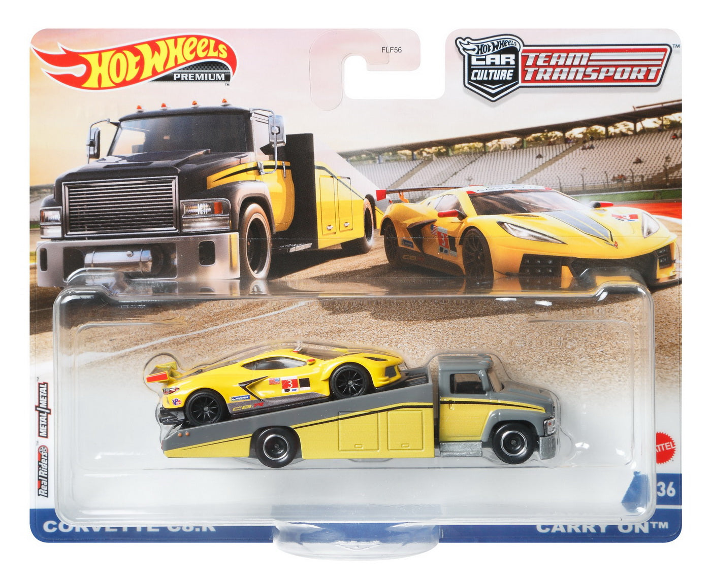 Hot wheels transportator carry on cu masinuta corvette c8.r scara 1:64