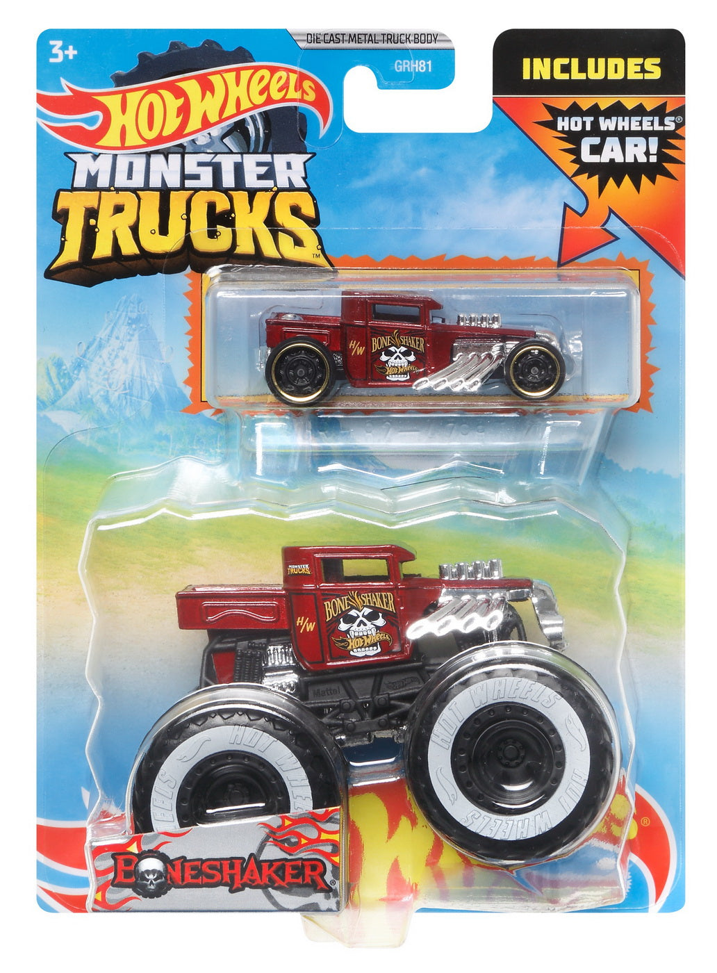 Hot wheels monster truck si masinuta metalica boneshaker