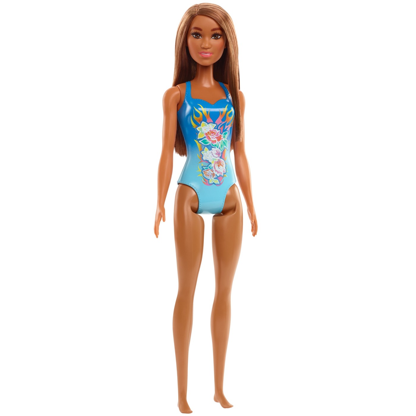 Papusa barbie satena cu costum de baie albastru