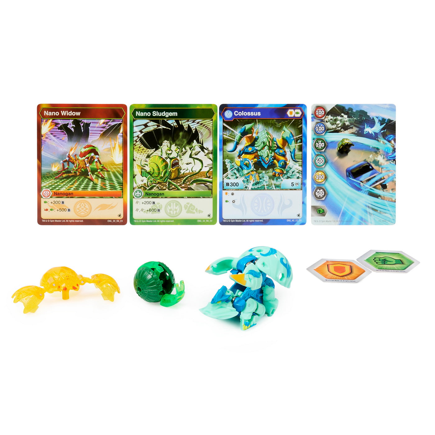 Bakugan platinum powerup s4 colossus, nano sludgem si nano widow