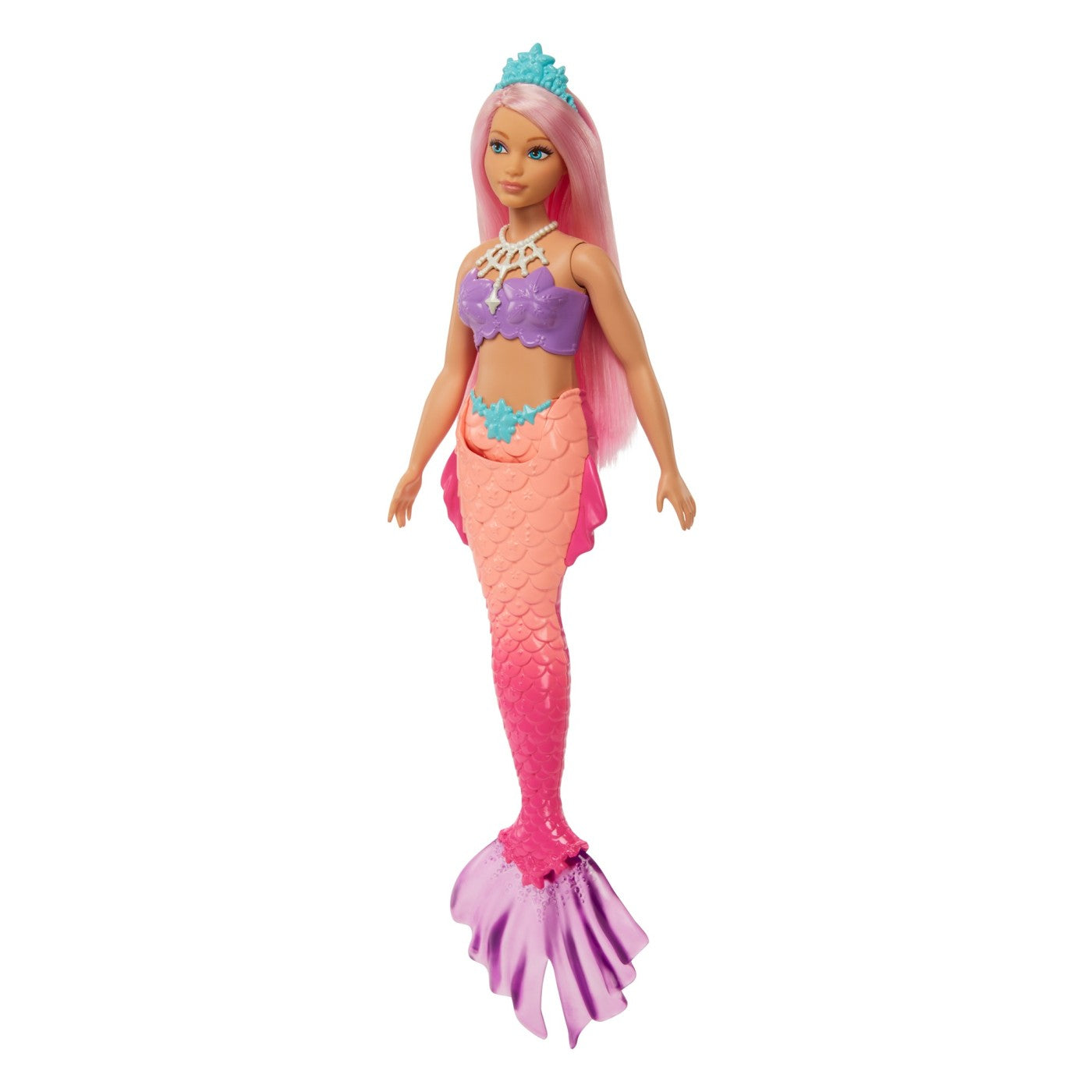 Barbie dreamtopia papusa sirena cu par roz si coada corai