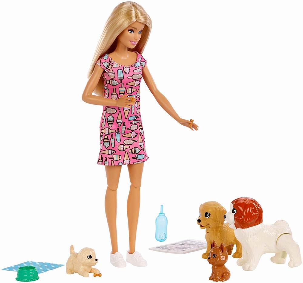 Papusa barbie set cu catelusi