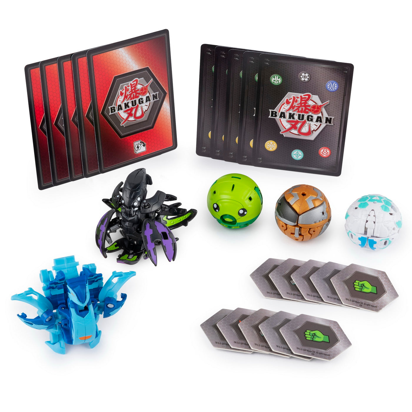 Bakugan set de lupta cu 5 bile aquos nobilious si darkus krakelios