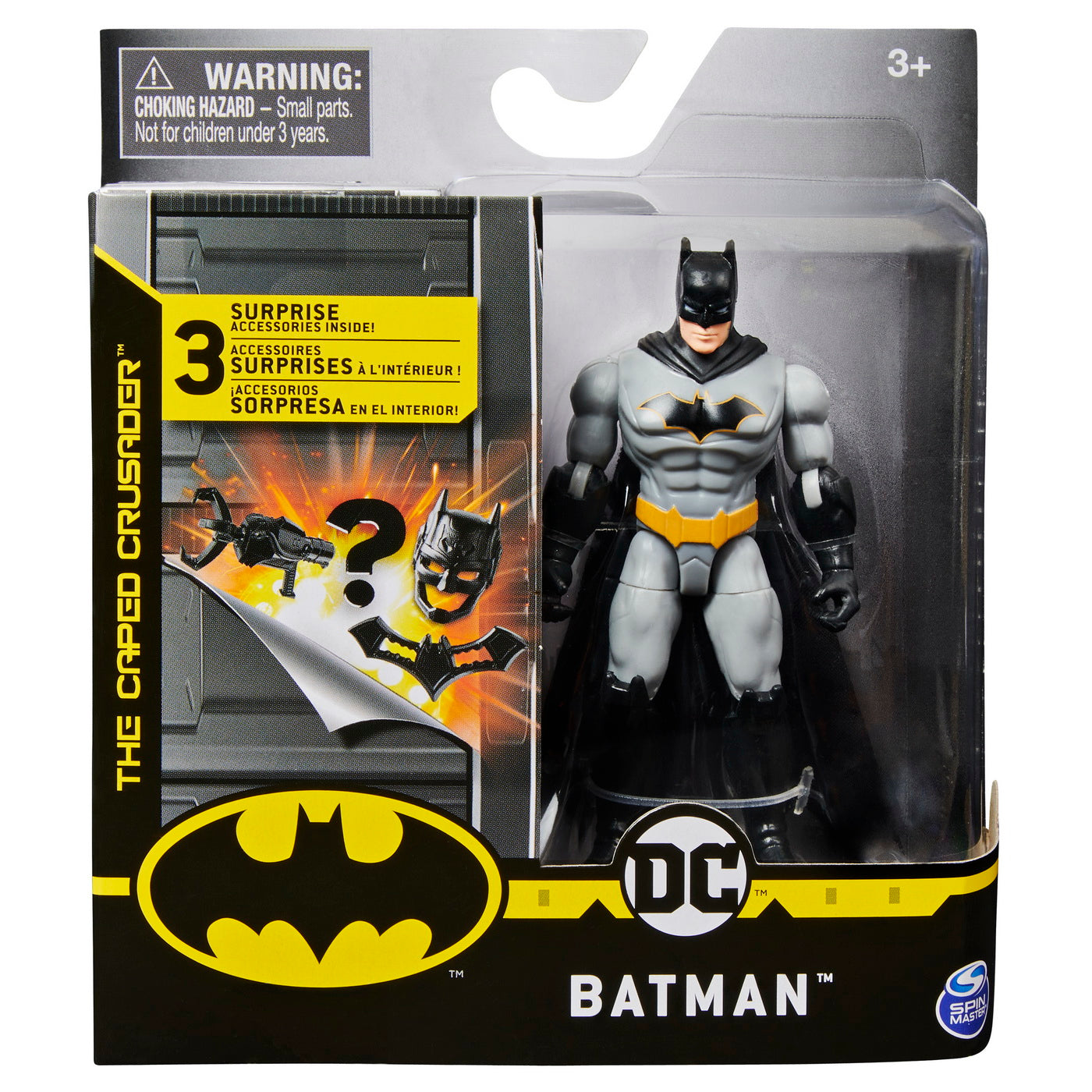 Figurina batman costumatie gri 10cm cu 3 accesorii