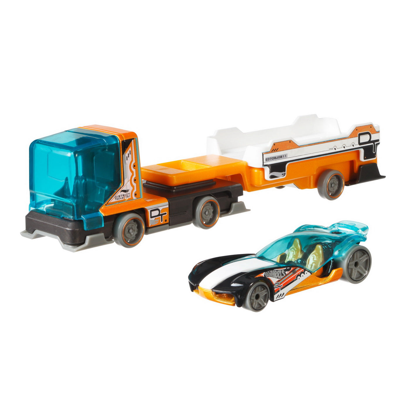 Set camion si masina sport hot wheels district transport