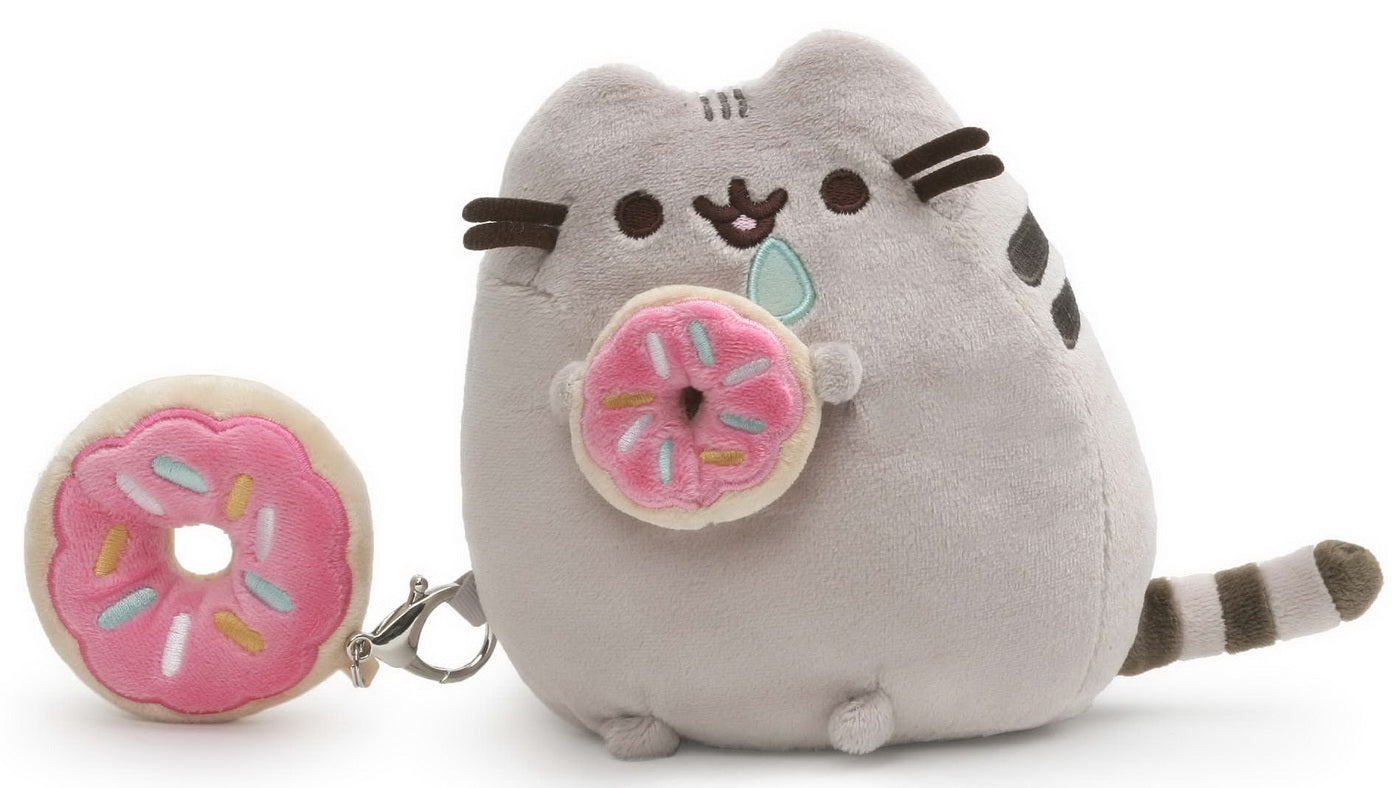 Plus pisicuta pusheen 16 cm cu breloc gogoasa