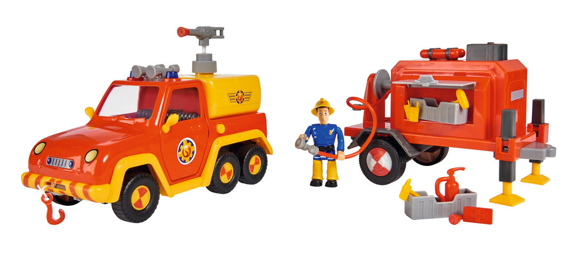 Fireman sam venus cu remorca si figurina