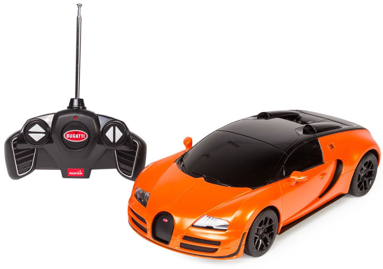 Masina cu telecomanda bugatti grand sport vitesse portocalie cu scara 1 la 18