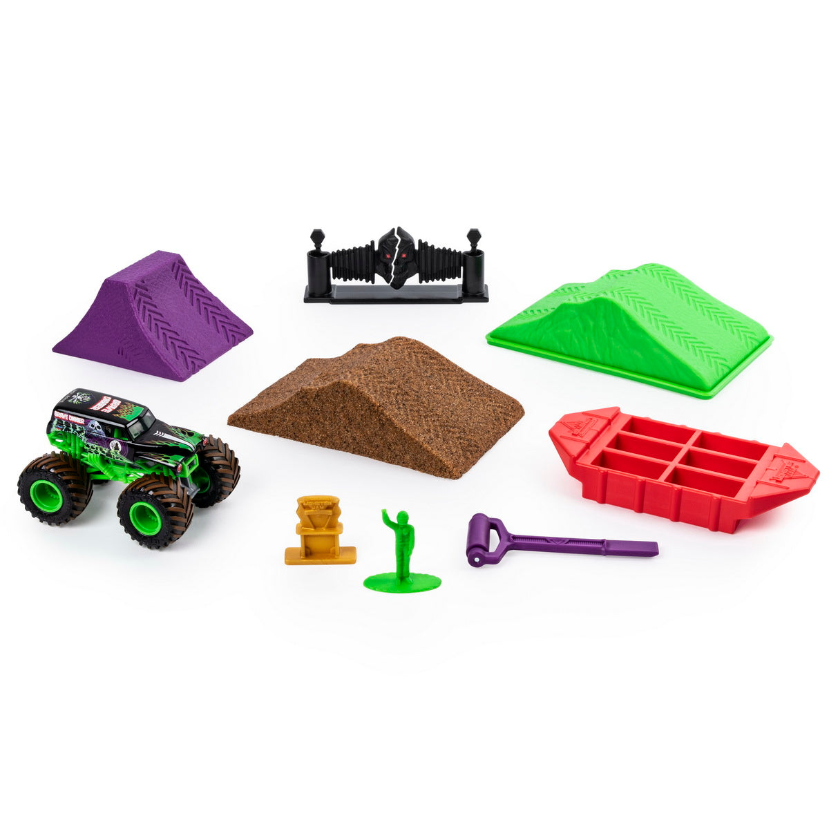 Monster jam set camioneta cu nisip si accesorii grave digger