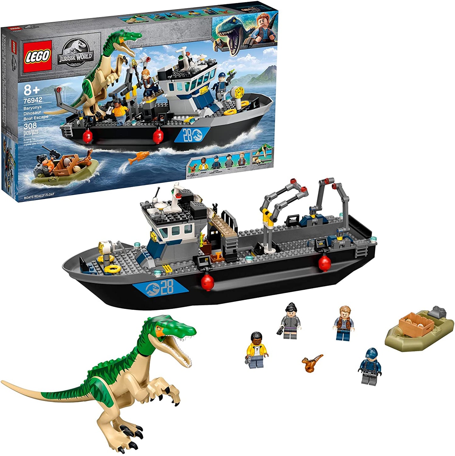 Lego jurassic world evadarea cu barca a dinozaurului baryonyx