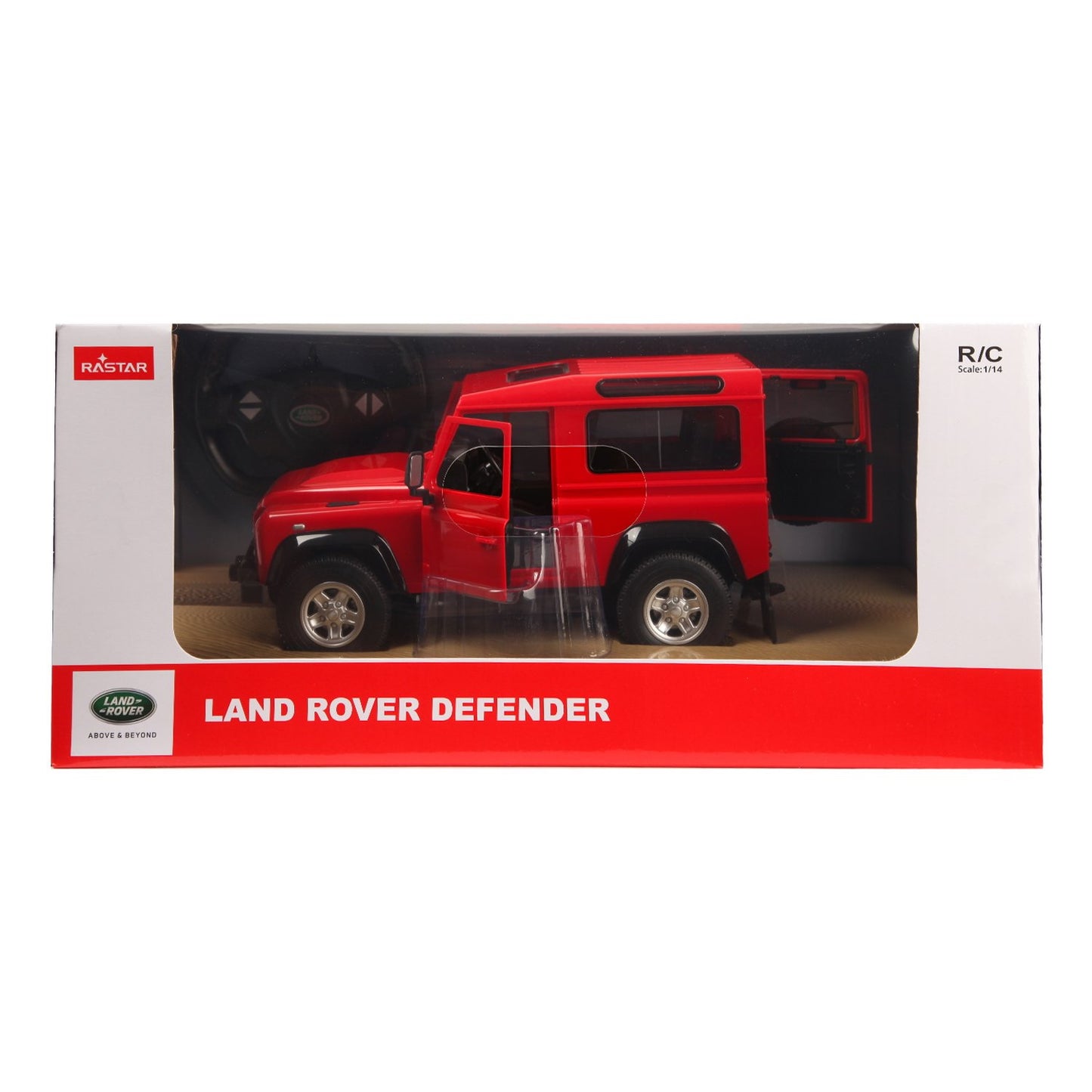 Masina cu telecomanda land rover defender rosu cu scara 1 la 14