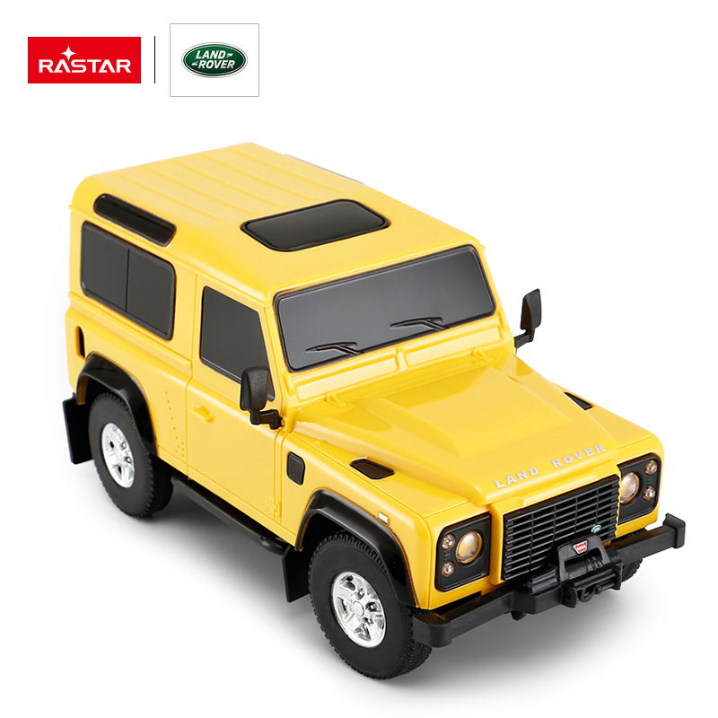 Masina cu telecomanda land rover defender galben cu scara 1 la 24