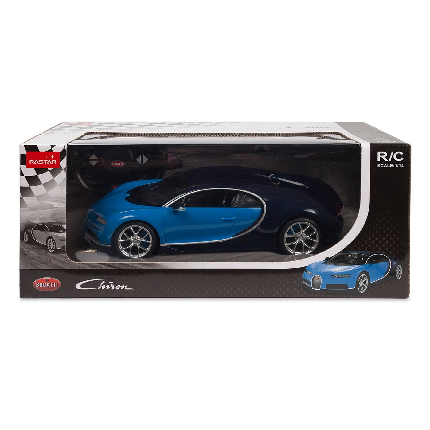 Masina cu telecomanda bugatti chiron albastru scara 1 la 14