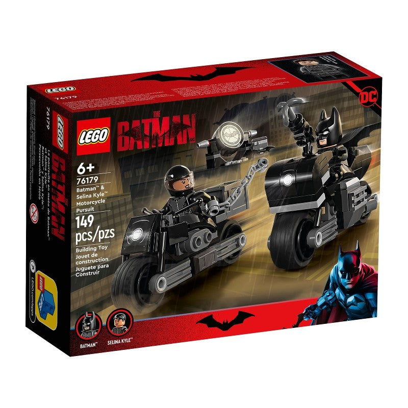 Lego super heroes urmarirea cu motocicleta batman si selina kyle 76179