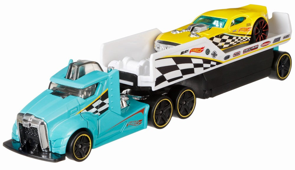 Set camion si masina sport hot wheels driving wild