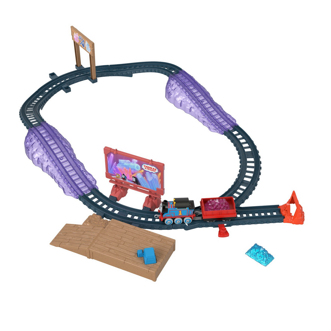 Thomas set de joaca cu locomotiva push along thomas si accesorii