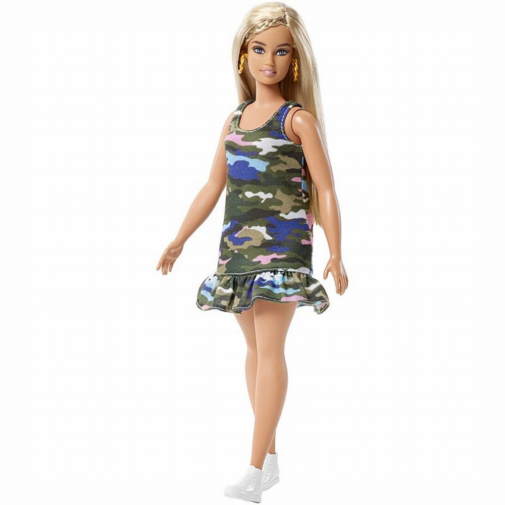 Papusa barbie fashionista cu forme si suvite blonde