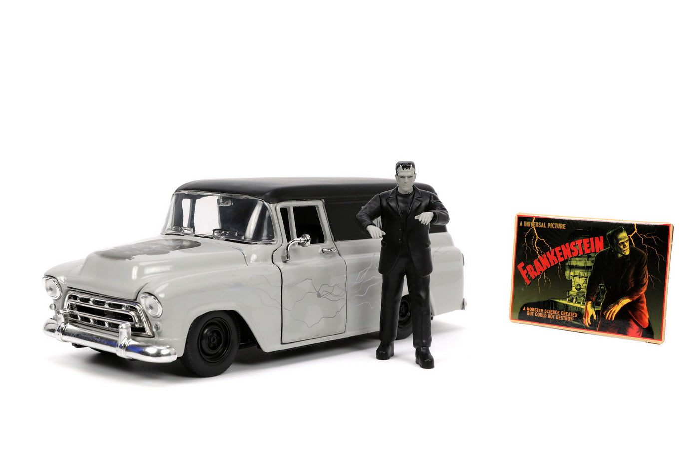 Set masinuta 1957 chevy suburban si figurina frankenstein