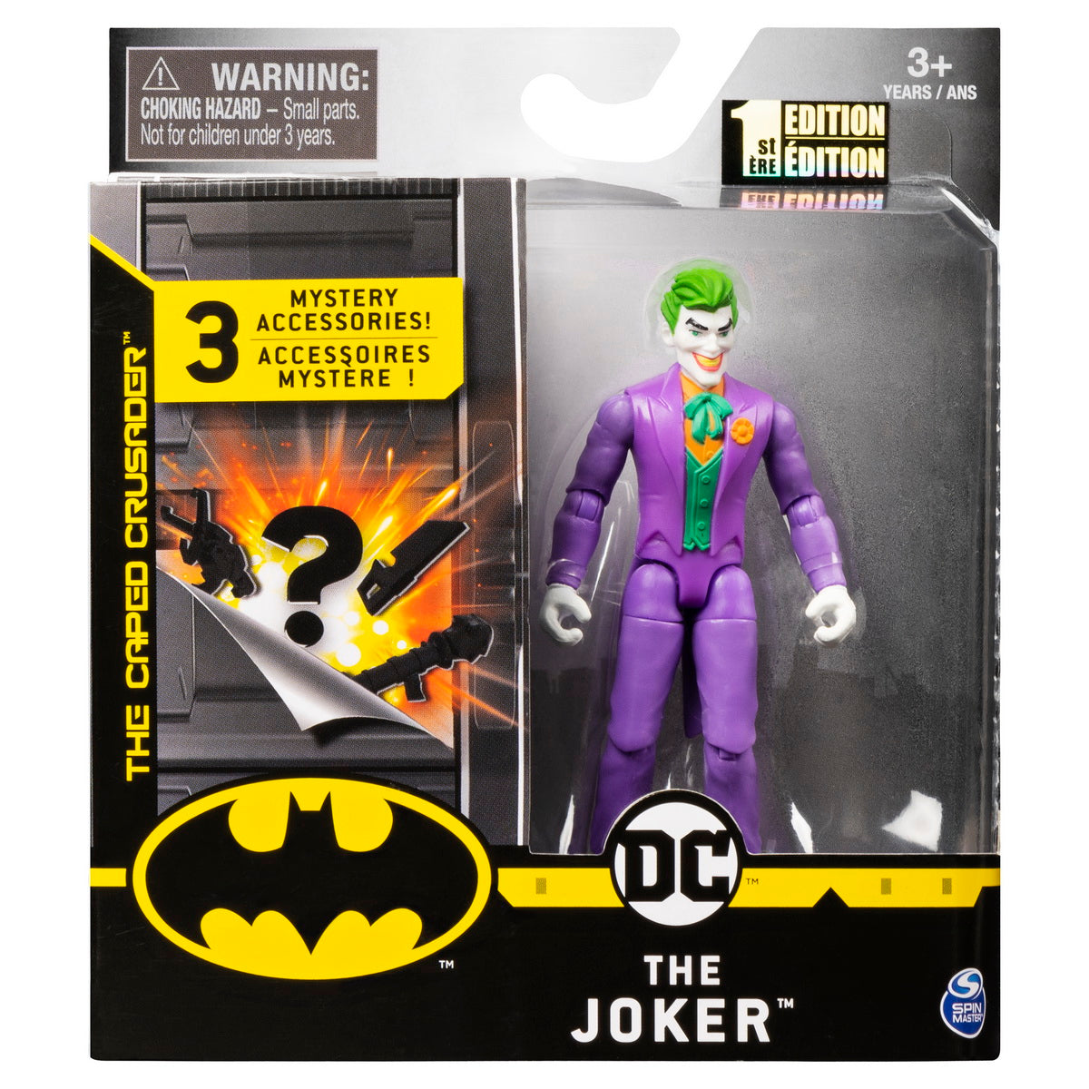 Figurina joker 10cm cu costum mov si 3 accesorii surpriza