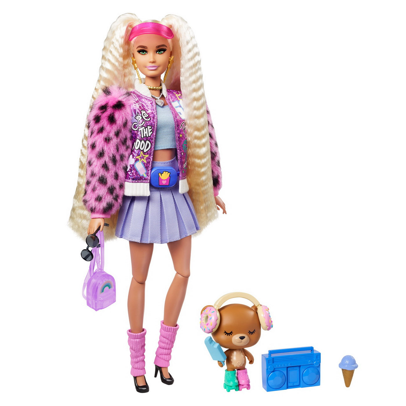 Papusa barbie extra style blonda cu codite