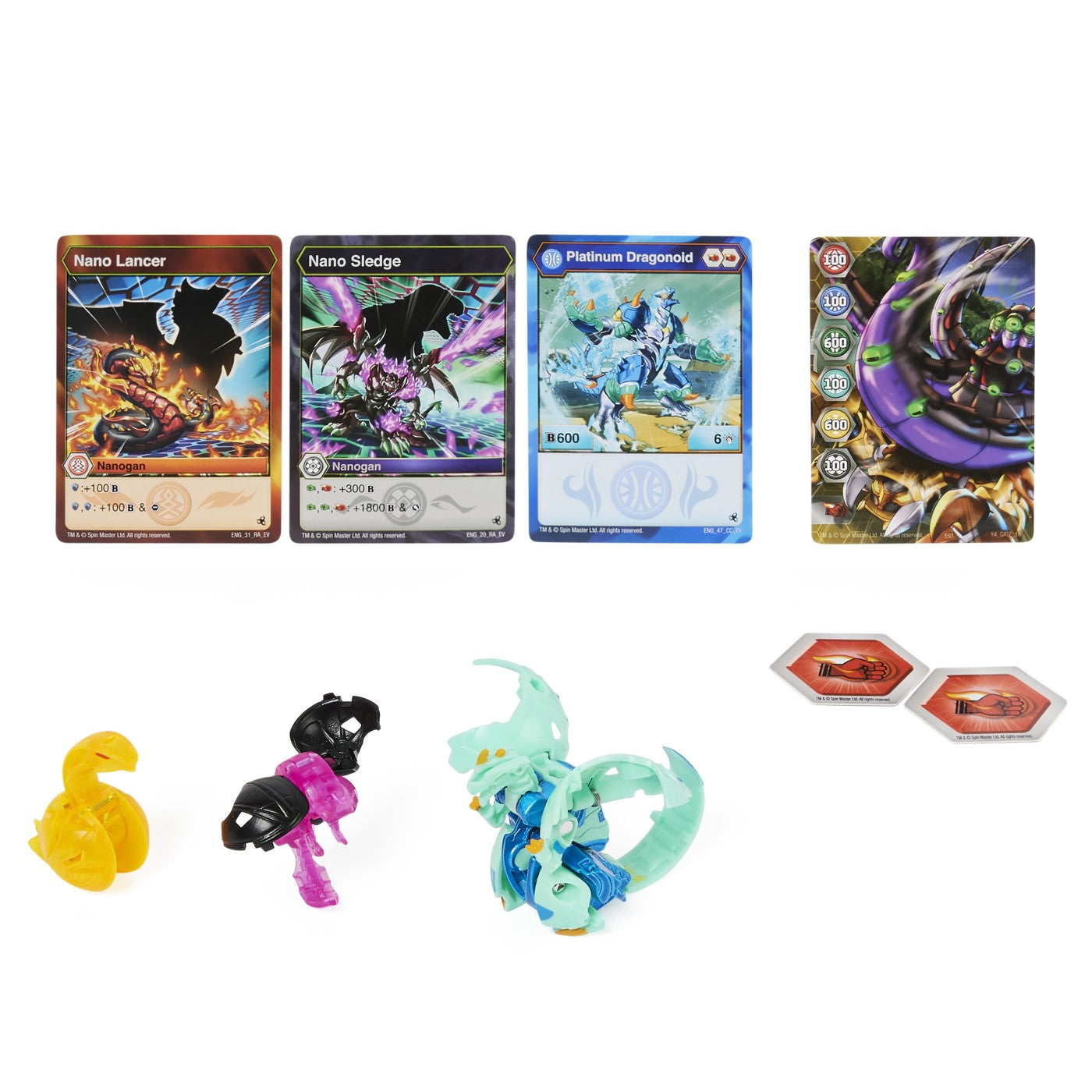 Bakugan platinum powerup s4 dragonoid nano sledge si nano lancer