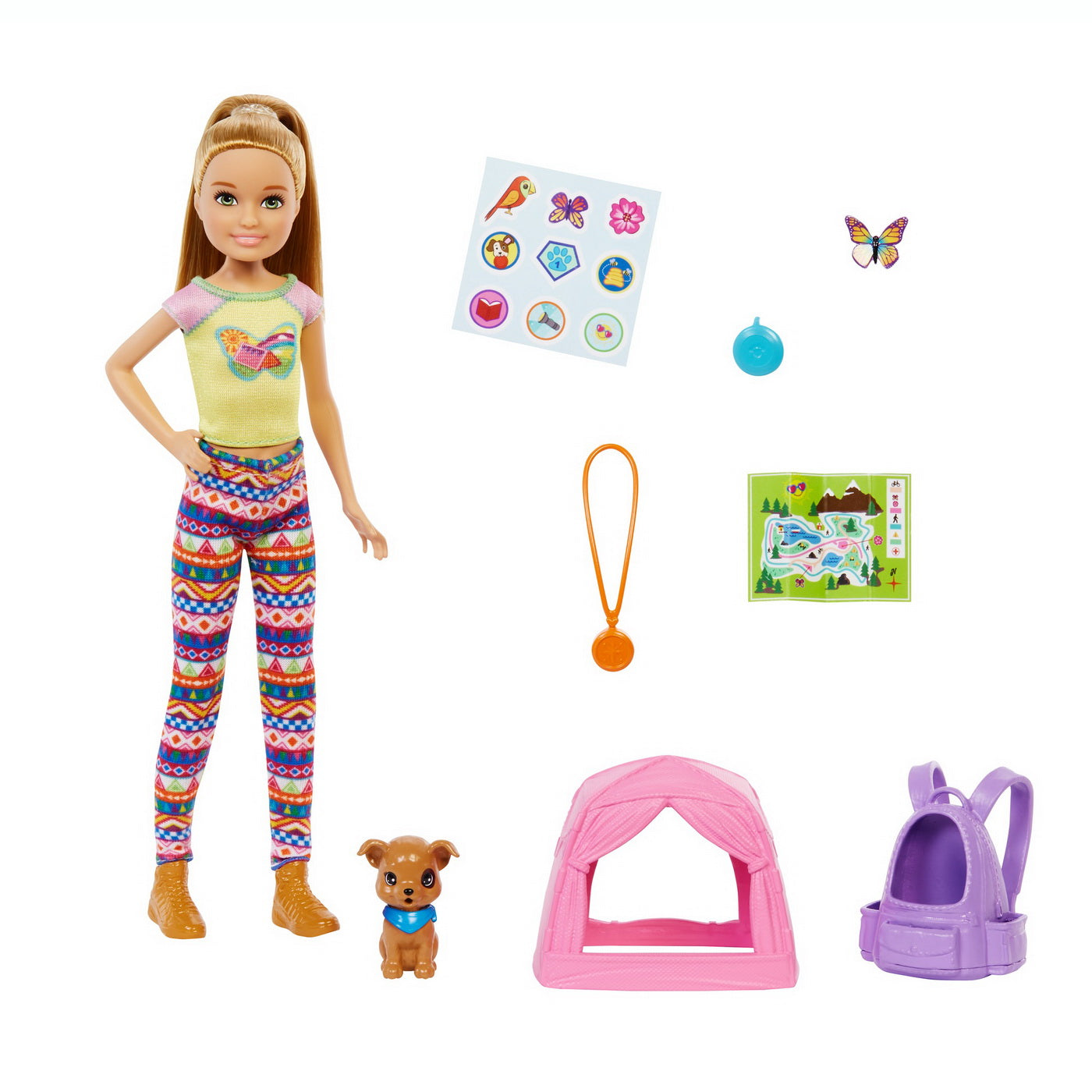 Barbie papusa stacie si set camping
