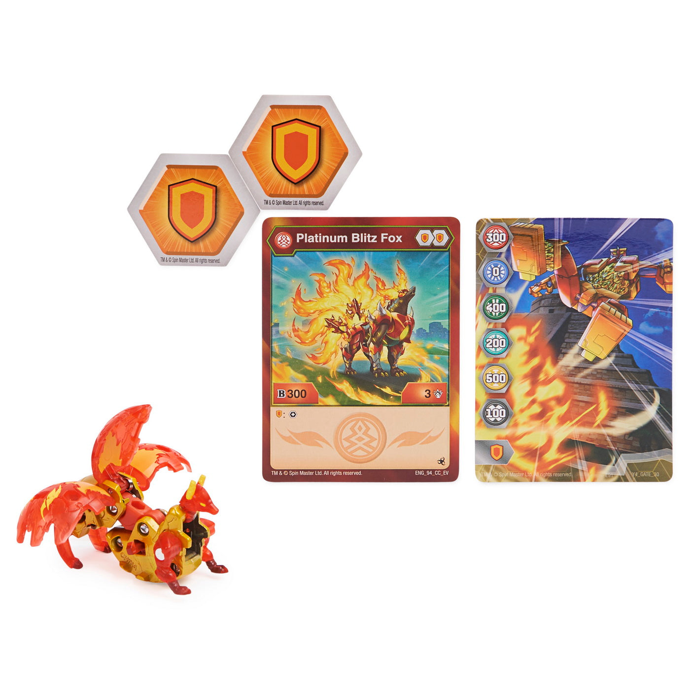 Bakugan s4 figurina metalica blitz fox rosu