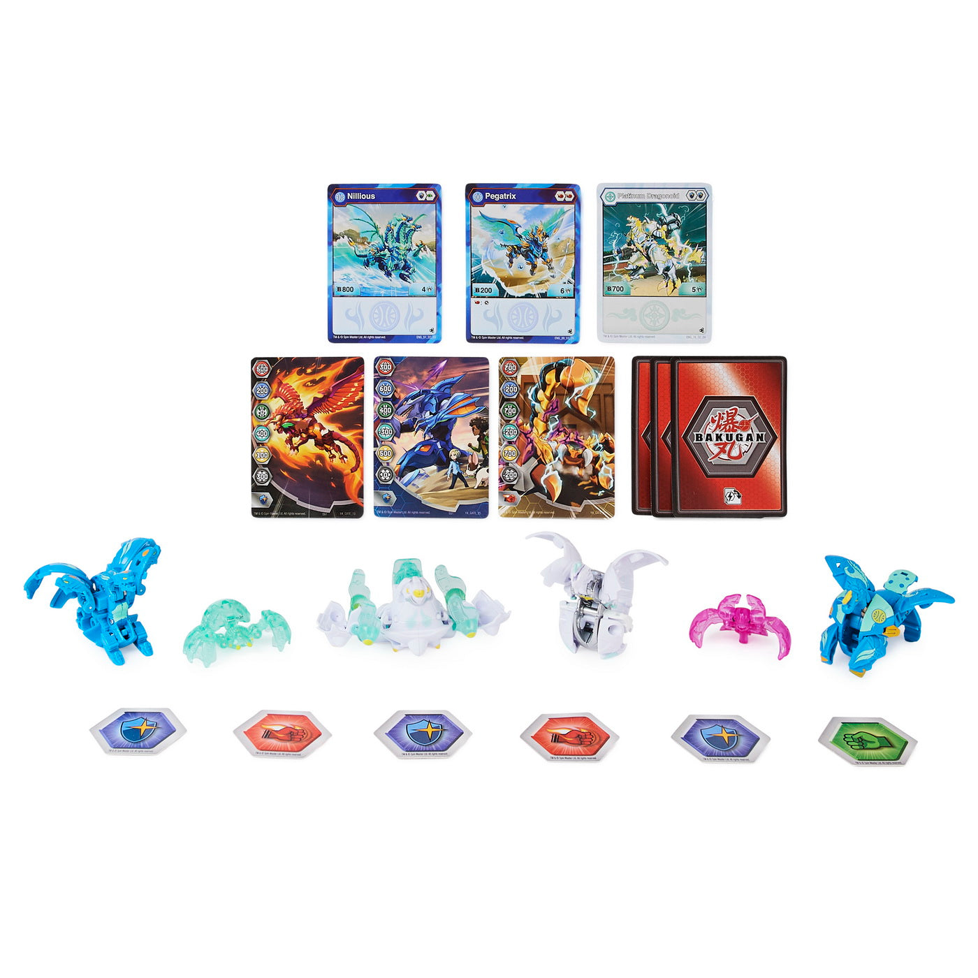 Bakugan s4 pachet starter 4 piese dragonoid, slugger, nillious si pegatrix