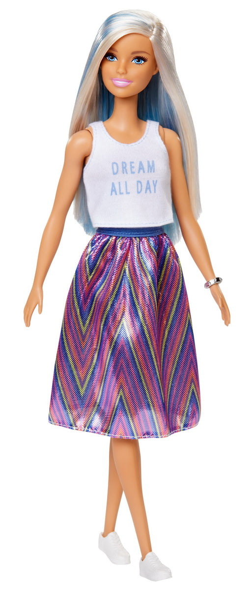 Papusa barbie fashionista cu maieu alb