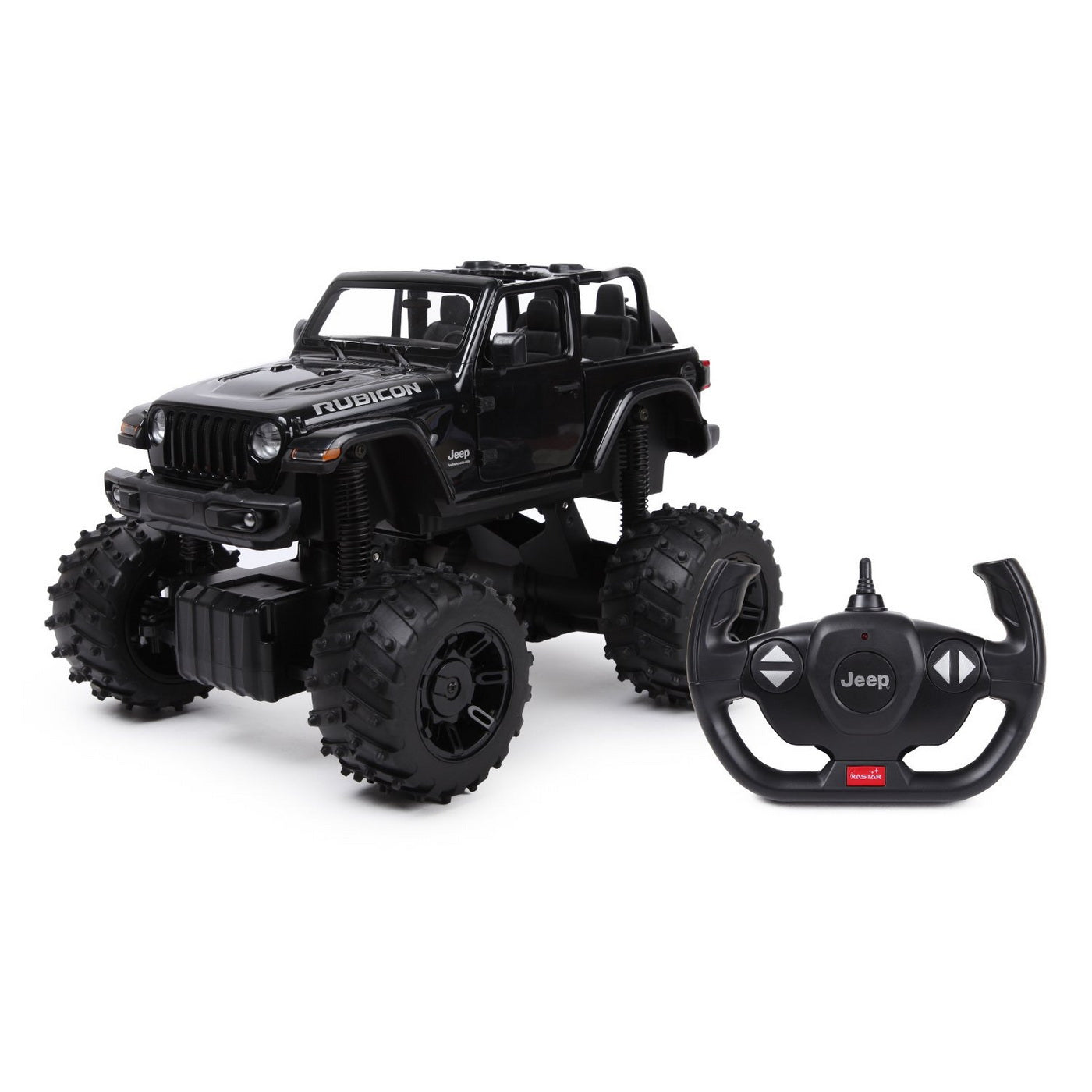 Masina cu telecomanda jeep wrangler jl negru cu scara 1 la 14