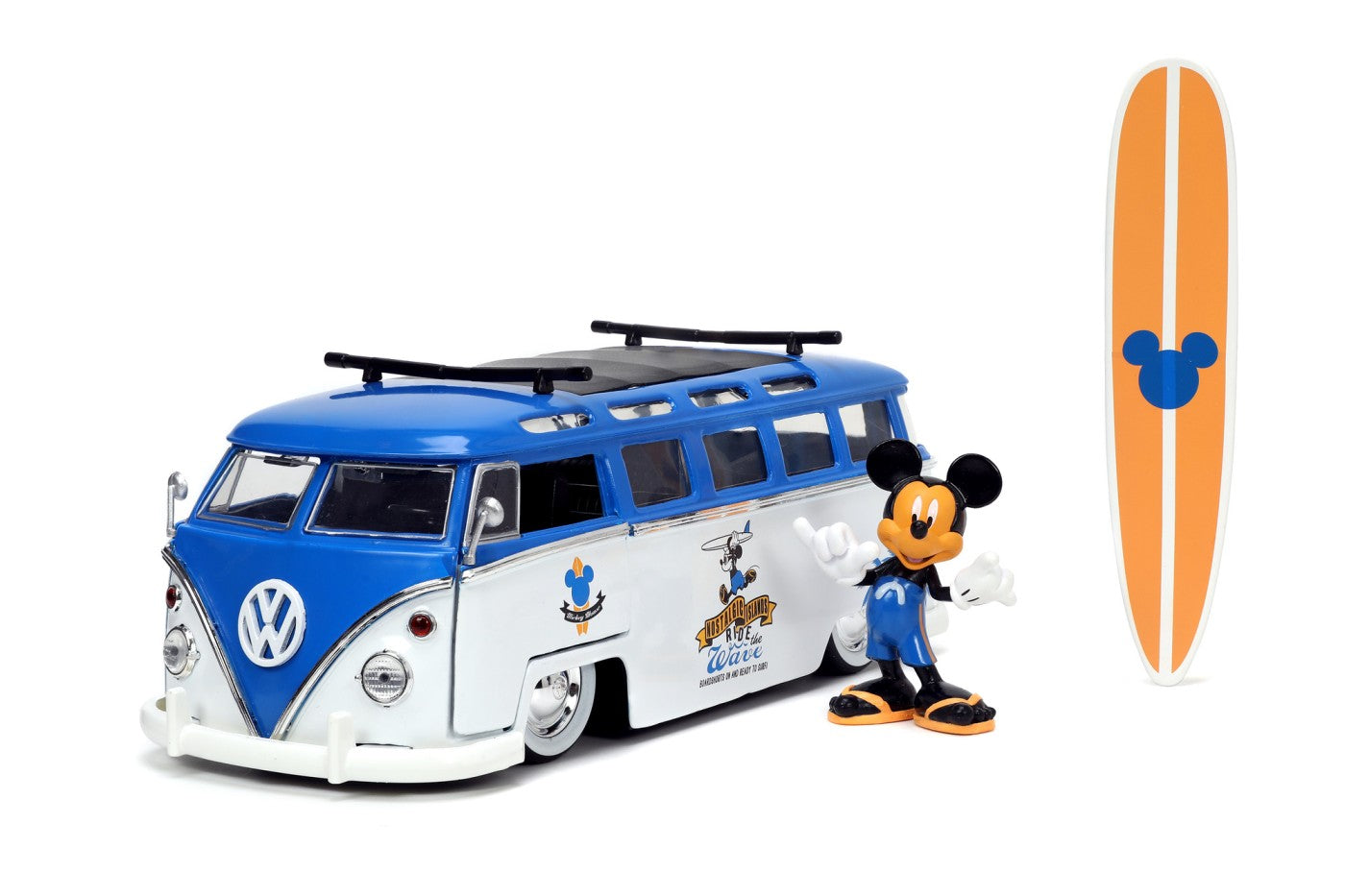 Jada masina din metal volkswagen t1 bus scara 1 la 24 si figurina mickey mouse