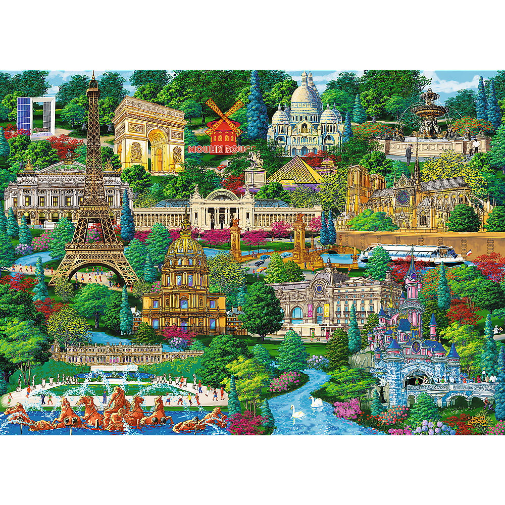 Puzzle trefl din lemn 1000 piese obiective turistice faimoase din franta