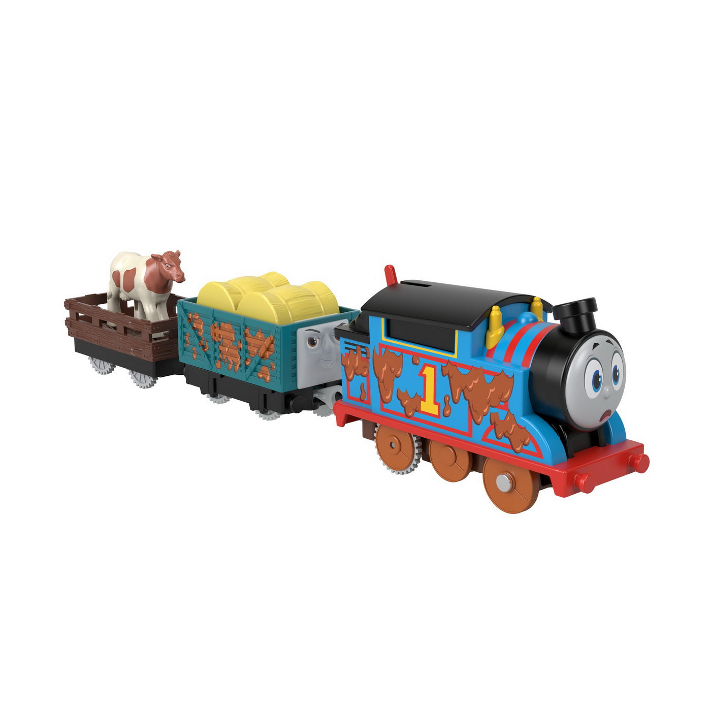 Thomas locomotiva motorizata thomas cu 2 vagoane