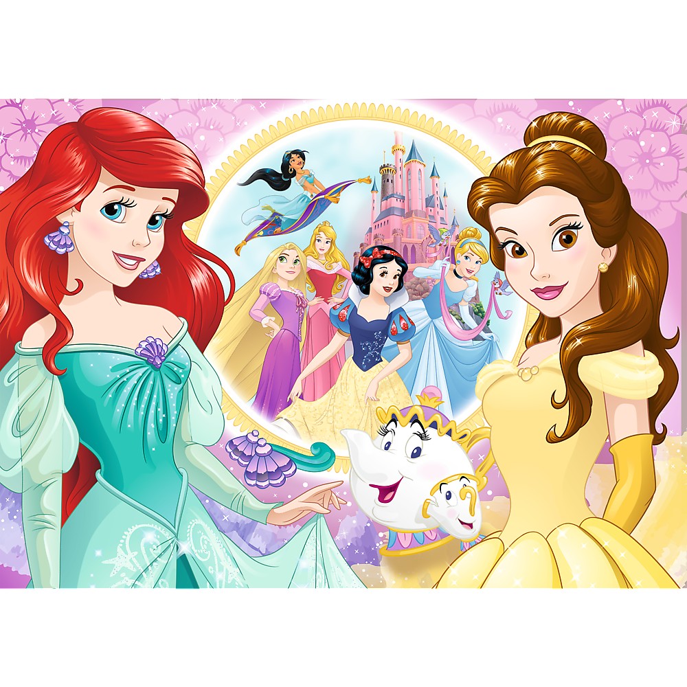 Puzzle trefl 100 glitter disney princess bella si ariel