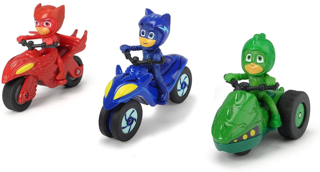 Eroi in pijamale set 3 motociclete cu figurina scara 1:64