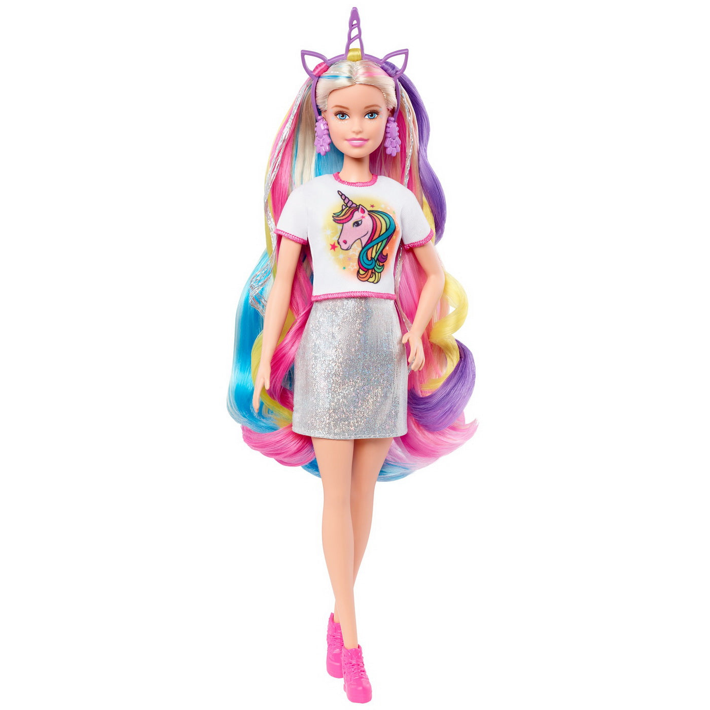 Papusa barbie set de joaca parul stralucitor