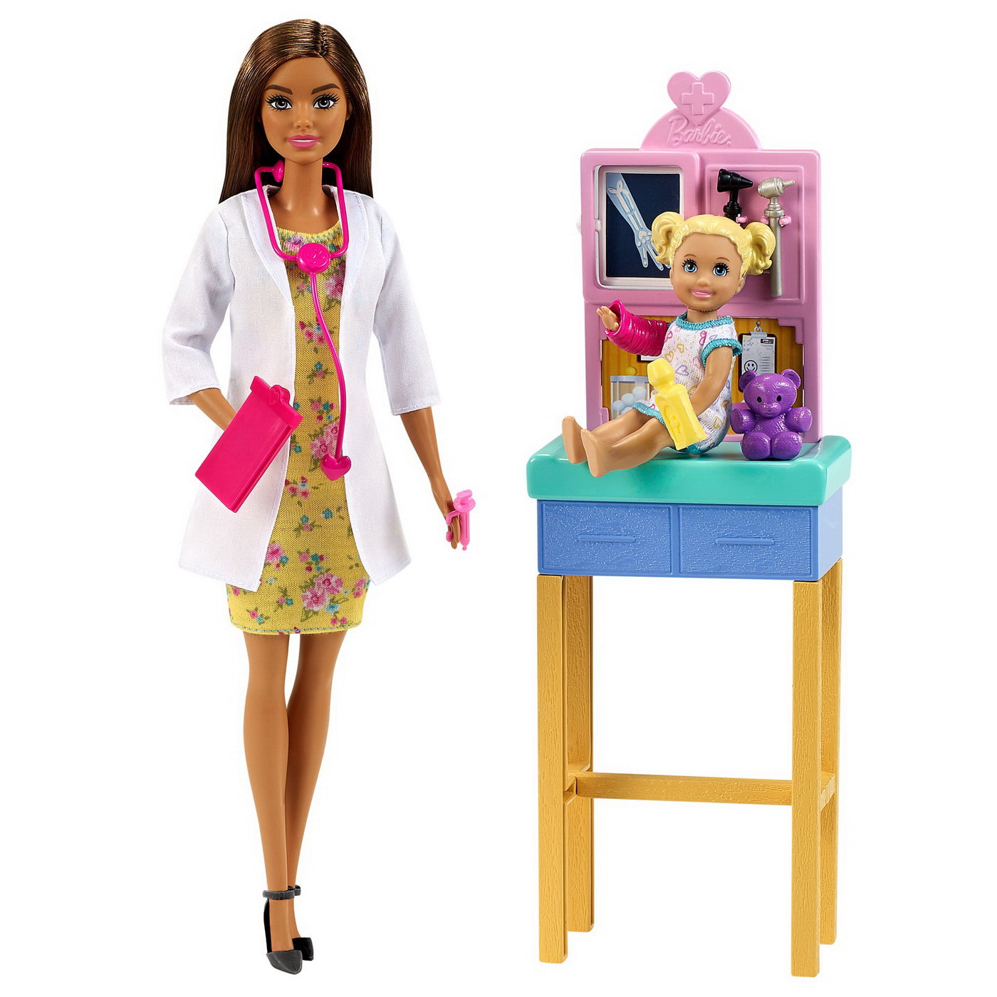 Barbie cariere set cu papusa doctor pediatru satena