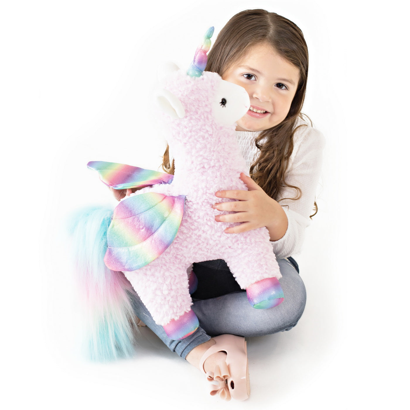 Lamacorn cu aripioare curcubeu 40cm