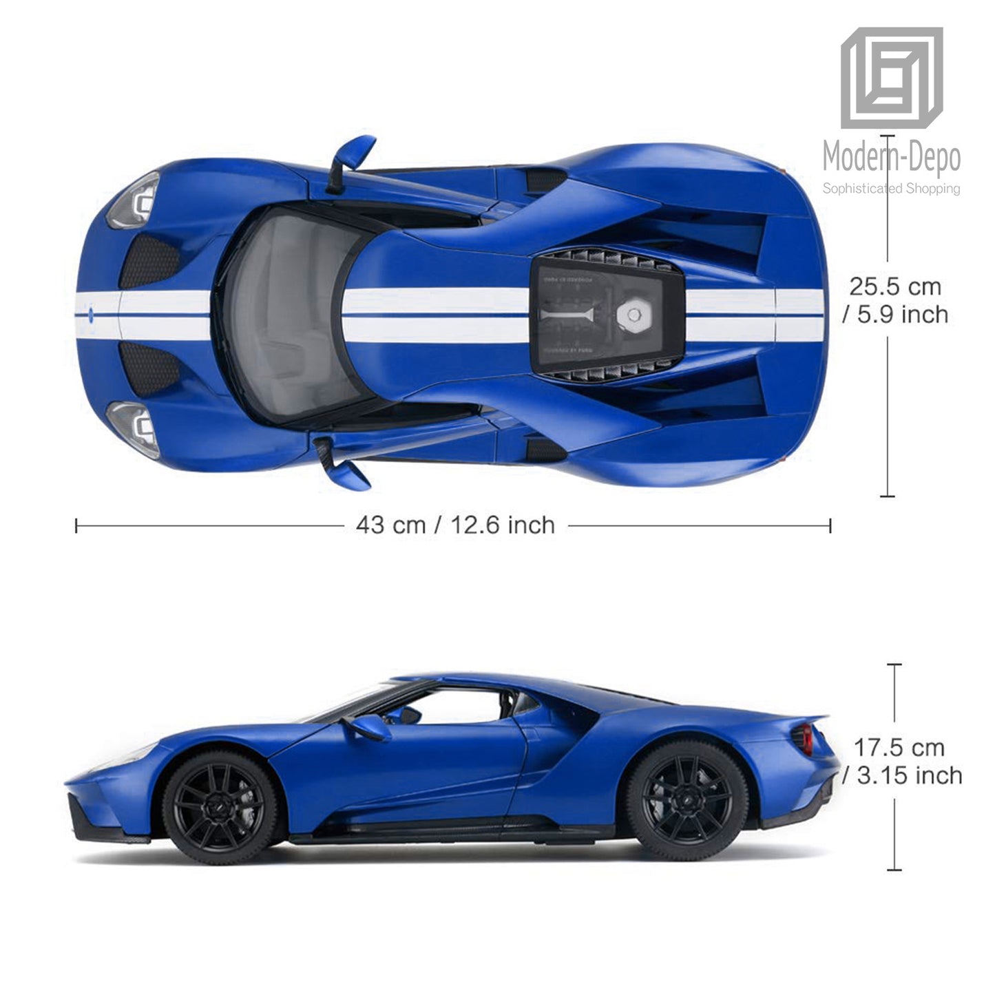 Masina cu telecomanda ford gt albastru cu scara 1 la 14