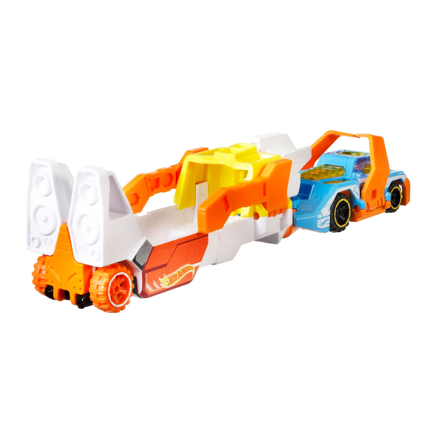 Set camion si masina sport hot wheels haul teration portocaliu