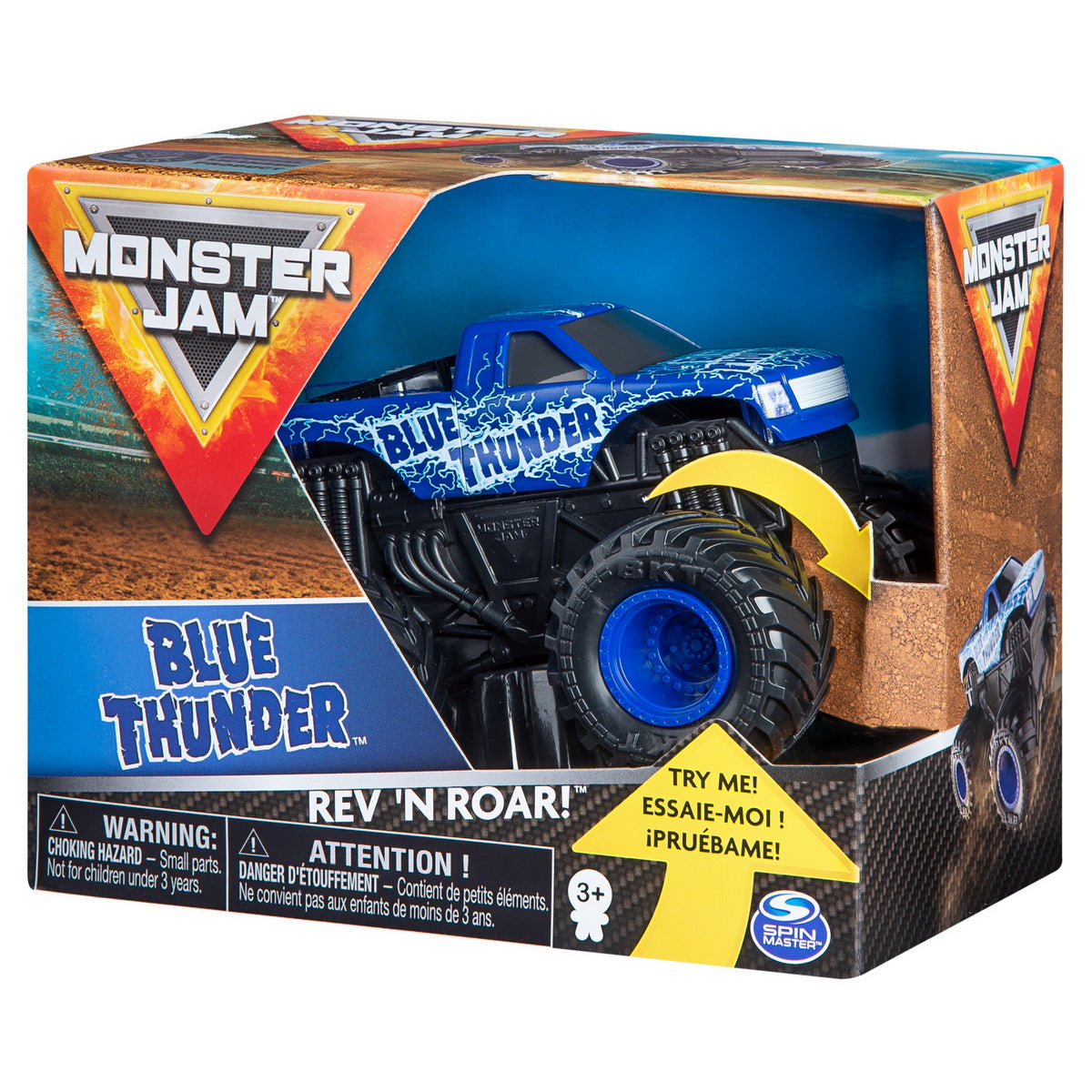 Monster jam metalice seria roar scara 1 la 43 blue thunder