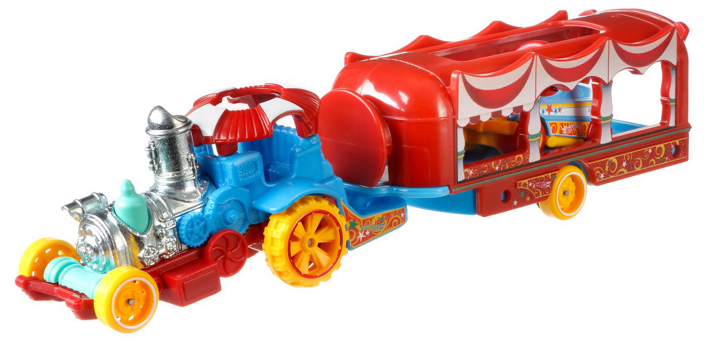 Set camion si masina sport hot wheels carnival steamer