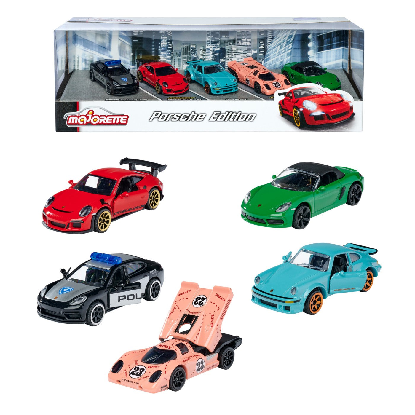 Majorette set 5 masinute metalice porsche cu suspensii