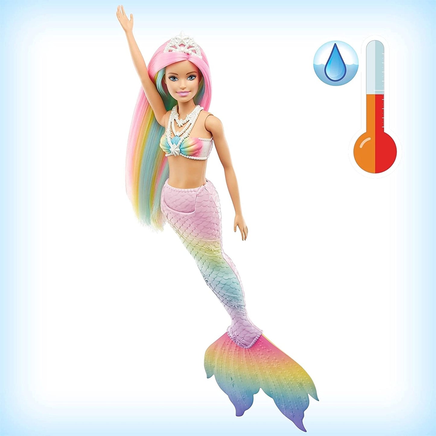 Barbie papusa dreamtopia sirena isi schimba culoarea