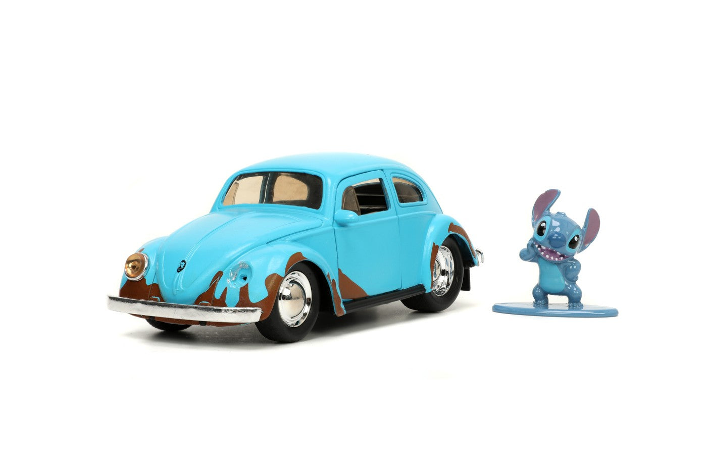 Jada set masinuta metalica volkswagen bettle scara 1:32 si figurina metalica stitch