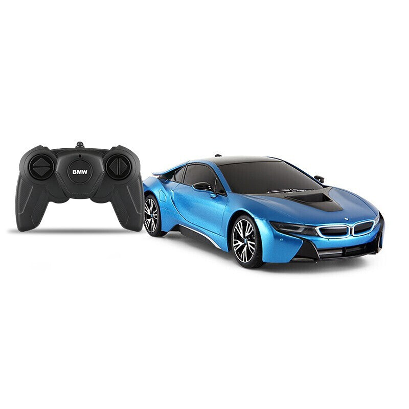 Masina cu telecomanda bmw i8 albastru cu scara 1 la 18