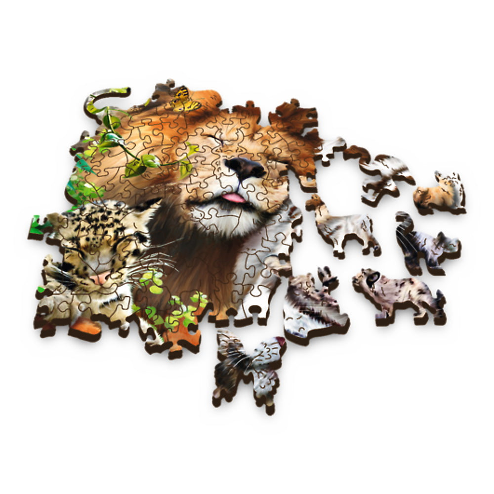 Puzzle trefl din lemn 500+1 piese felinele din jungla